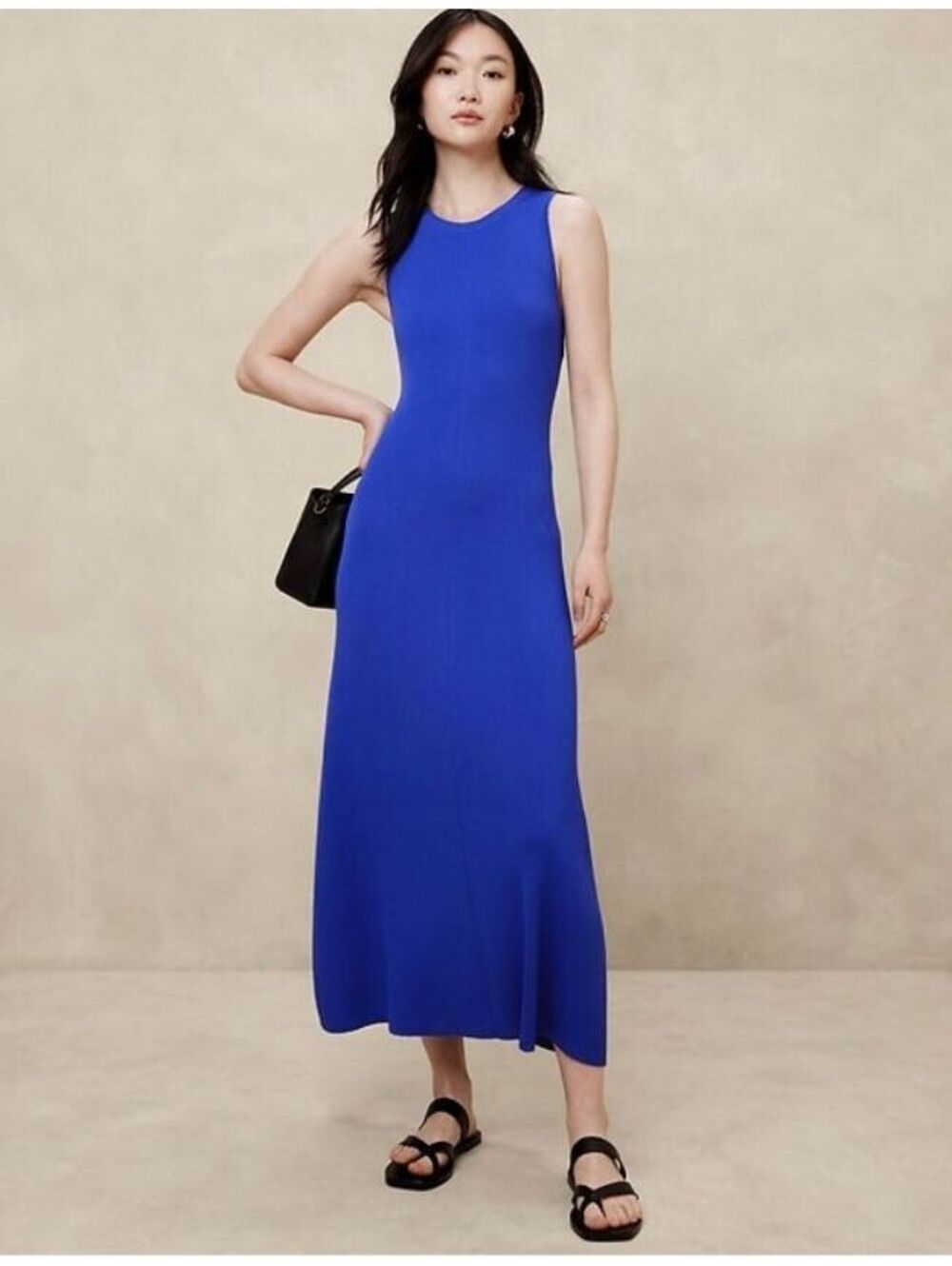 Banana Republic Refined Ribbed Midi Sweater Dress Azul blue small casual